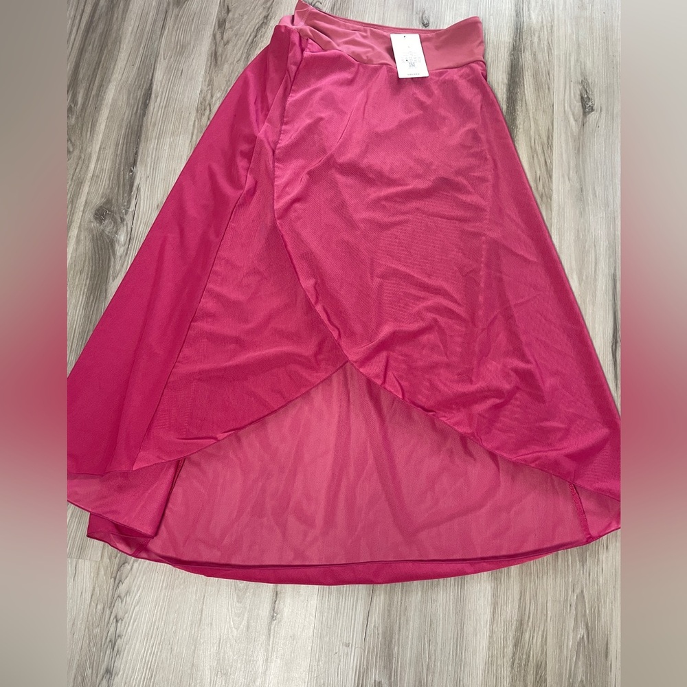 NWT Halara High Waisted High Low Ruffle 2-in-1 Pocket Flare Mesh Maxi Skirt - Picture 5 of 9